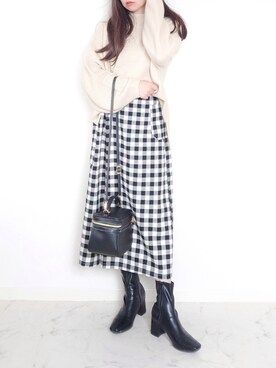 「チェック柄に恋してる」｜「アイテム（その他トップス）」を使った、yume さん（レディース・160cm）の冬コーディネート