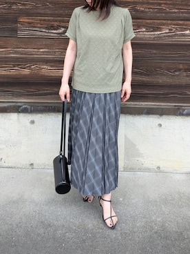 「ikka（イッカ）の【プチプラ1990円（税抜）】冷感アイレットレースプルオーバー【お得だ値】（Tシャツ/カットソー、グリーン系）」を使った、yume さん（レディース・160cm）の夏コーディネート