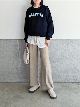 「Fizz（フィズ）の【maiko_wear × Fizz コラボ】　スタンドカラーデザインシャツ（シャツ/ブラウス）」を使った、yume さん（レディース・160cm）の秋コーディネート