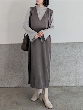 「AS KNOW AS plus（アズノゥアズプラス）のアイテム（ブーツ）」を使った、yume さん（レディース・160cm）の冬コーディネート