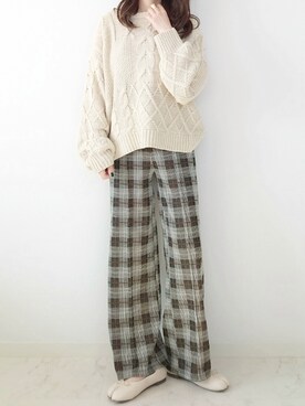 「チェック柄に恋してる」｜「アイテム（パンプス）」を使った、yume さん（レディース・160cm）の冬コーディネート