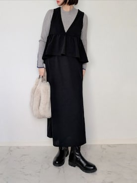 「アイテム（ワンピース/ドレス）」を使った、yume さん（レディース・160cm）の冬コーディネート