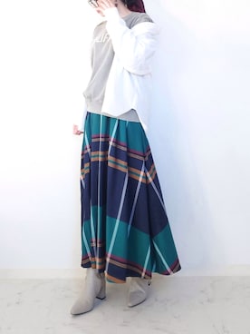 「チェック柄に恋してる」｜「アイテム（その他トップス）」を使った、yume さん（レディース・160cm）の冬コーディネート