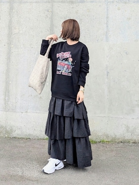 「notch.」｜「アイテム（スカート）」を使った、yume さん（レディース・160cm）の秋コーディネート