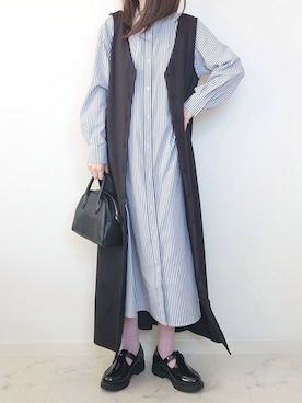 「ap retro（アプレトロ）のアイテム（シャツワンピース）」を使った、yume さん（レディース・160cm）の冬コーディネート