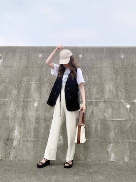 「CENE（セネ）の【CENE】セネ/ ビッククロスリング（リング）」を使った、yume さん（レディース・160cm）の夏コーディネート