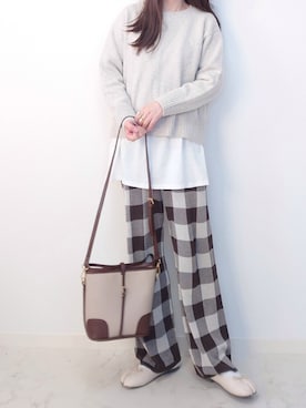 「チェック柄に恋してる」｜「アイテム（パンプス）」を使った、yume さん（レディース・160cm）の冬コーディネート
