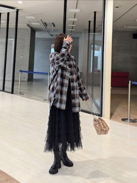 「チェック柄に恋してる」｜「アイテム（ブーツ）」を使った、yume さん（レディース・160cm）の秋コーディネート