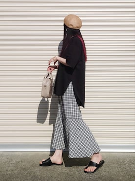 「Ruben（ルーベン）のアイテム（ハンチング/ベレー帽）」を使った、yume さん（レディース・160cm）の夏コーディネート