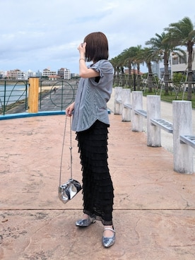 「tiptop（ティップトップ）の段々フリルナロースカート（スカート）」を使った、yume さん（レディース・160cm）の夏コーディネート