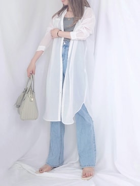 「Honeys（ハニーズ）のアイテム（シャツワンピース）」を使った、yume さん（レディース・160cm）の夏コーディネート