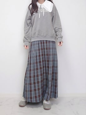 「チェック柄に恋してる」｜「アイテム（パンプス）」を使った、yume さん（レディース・160cm）の冬コーディネート