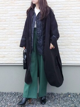 「ECRIRE（エクリール）のアイテム（ノーカラーコート）」を使った、yume さん（レディース・160cm）の冬コーディネート