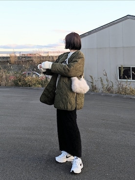 「マイベストコーデ2023」｜「アイテム（ノーカラーコート）」を使った、yume さん（レディース・160cm）の冬コーディネート