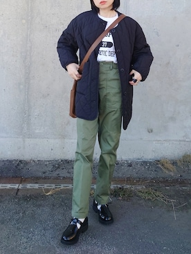 「ほめられ本命コーデ」｜「アイテム（ノーカラージャケット）」を使った、yume さん（レディース・160cm）の冬コーディネート