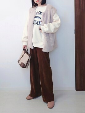 「ファーベスト」｜「アイテム（ノーカラージャケット）」を使った、yume さん（レディース・160cm）の秋コーディネート