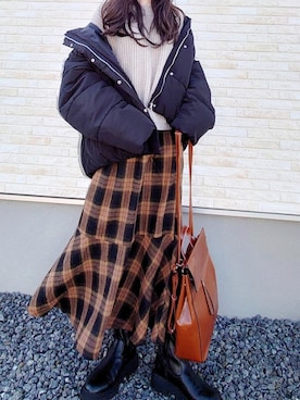 「florist」｜「アイテム（ダウンジャケット/コート）」を使った、yume さん（レディース・160cm）の秋コーディネート