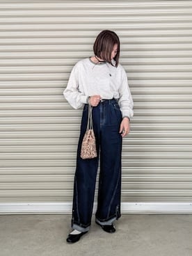 「タックイン」｜「アイテム（バレエシューズ）」を使った、yume さん（レディース・160cm）の秋コーディネート