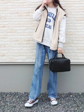 「RODE SKO」｜「アイテム（スウェット）」を使った、yume さん（レディース・160cm）の冬コーディネート