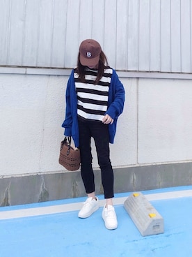 「EDWIN」｜「アイテム（キャップ）」を使った、yume さん（レディース・160cm）の春コーディネート