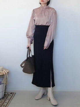 「JUNOAH」｜「アイテム（ブーツ）」を使った、yume さん（レディース・160cm）の春コーディネート