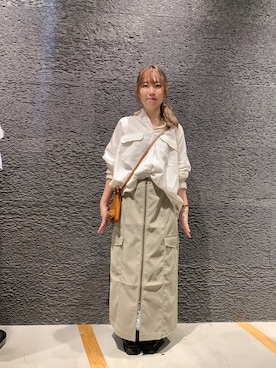 「JEANASIS（ジーナシス）のミリタリーレーススカート/1068068（スカート、ベージュ系）」を使った、まみこさん（レディース・157cm）の秋コーディネート