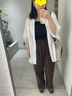 「リネンシャツ」｜まーむちゃんさん（レディース・155cm）の秋コーディネート