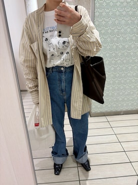 TODAYFULのアイテムを使った「ノーカラーシャツ」の人気ファッション