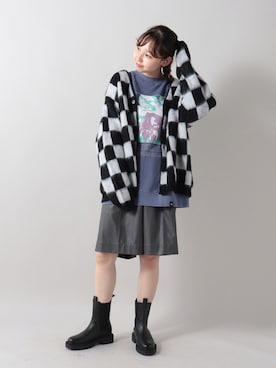 「モヘアカーディガン」｜「アイテム（スウェット）」を使った、GLOSTER stylingさん（レディース・160cm）の秋コーディネート