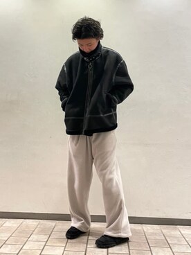 「GLOSTER（グロスター）のアイテム（ムートンコート）」を使った、GLOSTER stylingさん（メンズ・178cm）の冬コーディネート