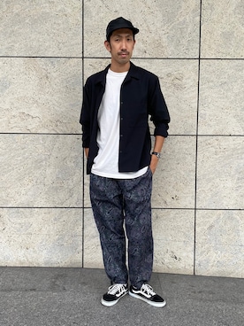 「ペイズリー柄パンツ」｜GLOSTER stylingさん（メンズ・186cm）の夏コーディネート