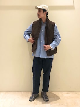 「アイテム（ダウンベスト）」を使った、GLOSTER stylingさん（メンズ・183cm）の冬コーディネート