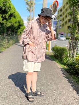 「メンズライクコーデ」｜「アイテム（サンダル）」を使った、GLOSTER stylingさん（レディース・160cm）の夏コーディネート