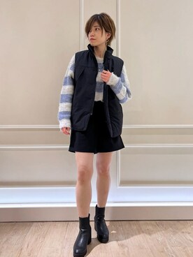 「メンズライクコーデ」｜「アイテム（ダウンベスト）」を使った、GLOSTER stylingさん（レディース・164cm）の冬コーディネート