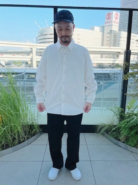 「Dickies（ディッキーズ）の【Dickies/ディッキーズ】T/C ツイルイージーパンツ ワイドチノ チノパン ルーズフィット（チノパンツ）」を使った、GLOSTER stylingさん（メンズ・167cm）の秋コーディネート