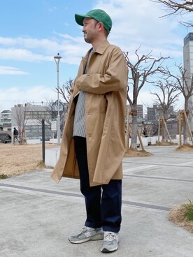 「GLOSTER（グロスター）のアイテム（ステンカラーコート）」を使った、GLOSTER stylingさん（メンズ・167cm）の春コーディネート