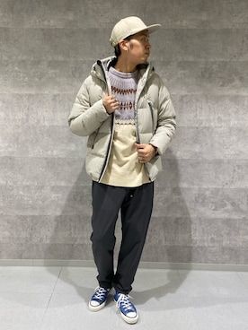 「GLOSTER（グロスター）のアイテム（ダウンジャケット/コート）」を使った、GLOSTER stylingさん（メンズ・178cm）の冬コーディネート
