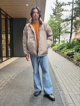 「gloster」｜「アイテム（ダウンジャケット/コート）」を使った、GLOSTER stylingさん（メンズ・183cm）の秋コーディネート