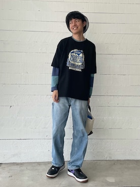 「halo commodity（ハロ　コモディティー）のアイテム（ハット）」を使った、GLOSTER stylingさん（メンズ・182cm）の春コーディネート
