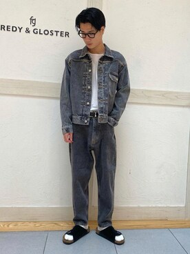 「gloster」｜「アイテム（デニムジャケット）」を使った、GLOSTER stylingさん（メンズ・174cm）の秋コーディネート