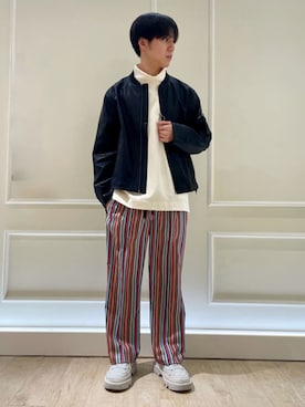 「GLOSTER（グロスター）のアイテム（ライダースジャケット）」を使った、GLOSTER stylingさん（メンズ・170cm）の冬コーディネート