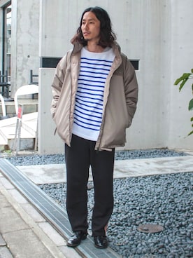 「gloster」｜「アイテム（ダウンジャケット/コート）」を使った、GLOSTER stylingさん（メンズ・173cm）の秋コーディネート