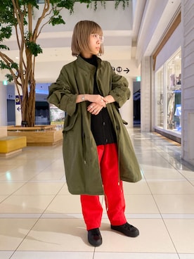 「GLOSTER（グロスター）のアイテム（モッズコート）」を使った、GLOSTER stylingさん（レディース・147cm）の秋コーディネート
