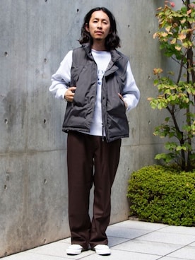 「FREDY&GLOSTER」｜「アイテム（ダウンベスト）」を使った、GLOSTER stylingさん（メンズ・173cm）の秋コーディネート
