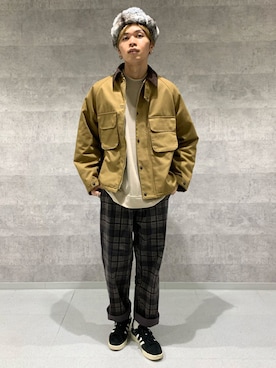 「チェック柄に恋してる」｜「アイテム（ブルゾン）」を使った、GLOSTER stylingさん（メンズ・178cm）の冬コーディネート