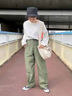 「ペーパーバッグ」｜「アイテム（帽子）」を使った、GLOSTER stylingさん（レディース・160cm）の夏コーディネート