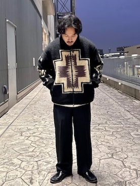 「PENDLETON（ペンドルトン）のアイテム（ブルゾン）」を使った、GLOSTER stylingさん（メンズ・165cm）の秋コーディネート
