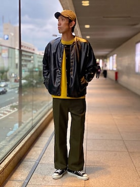 「GLOSTER（グロスター）のアイテム（ノーカラージャケット）」を使った、GLOSTER stylingさん（メンズ・186cm）の秋コーディネート