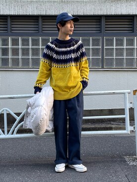 「GLOSTER（グロスター）のアイテム（ダウンジャケット/コート）」を使った、GLOSTER stylingさん（メンズ・170cm）の冬コーディネート