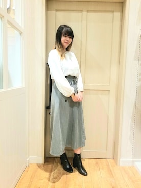 「DRESKIP（ドレスキップ）のアイテム（ブーツ）」を使った、れーやんさん（レディース・167cm）の冬コーディネート